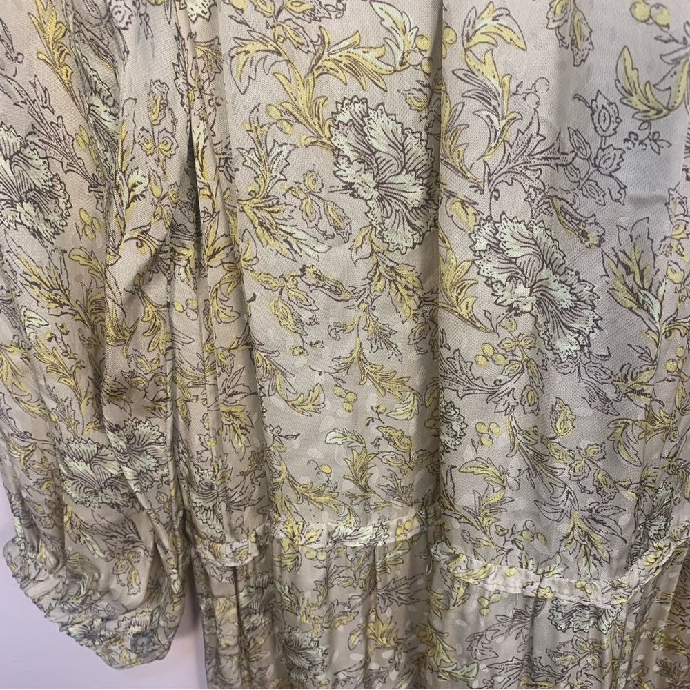 Current air Anthropologie Floral Satin Tiered Maxi Dress Long Sleeve - Picture 12 of 12
